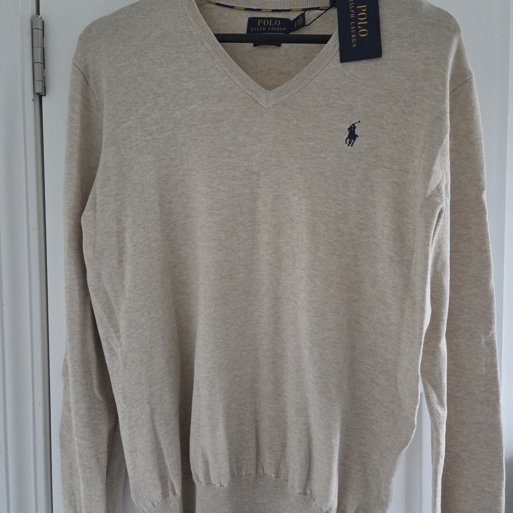 Polo by Ralph Lauren Men's Light Tan V-Neck Sweater